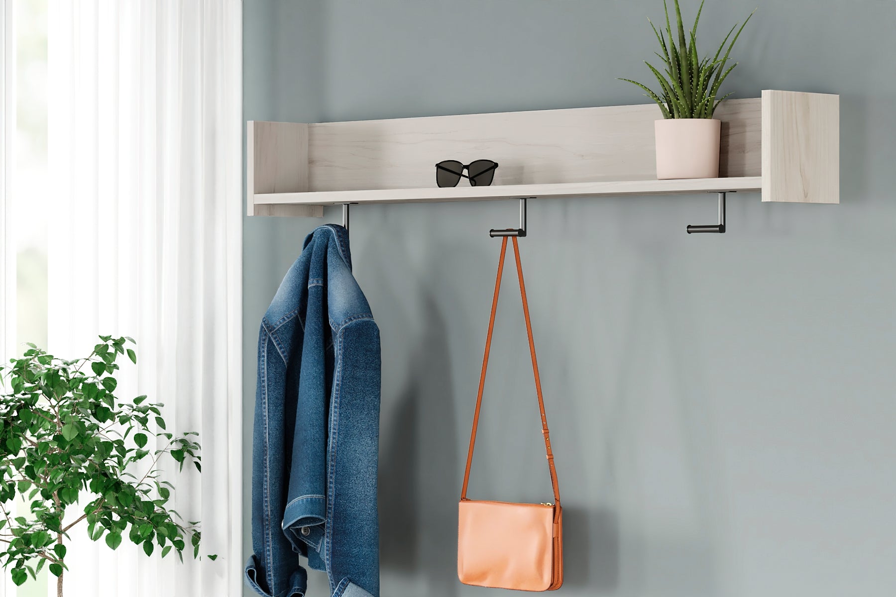 wall coat hanger with shelf