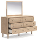 Cielden Queen Panel Bed with Mirrored Dresser