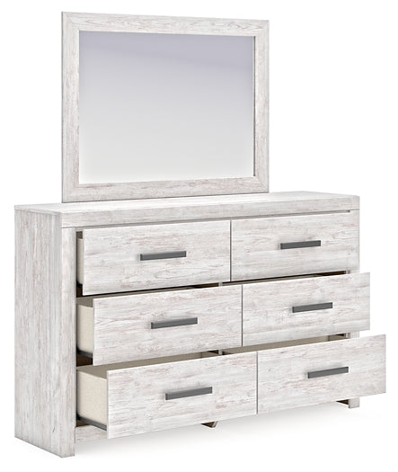 Cayboni King Panel Bed with Mirrored Dresser