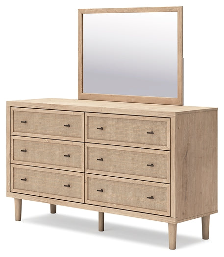 Cielden Queen Panel Headboard with Mirrored Dresser and Chest