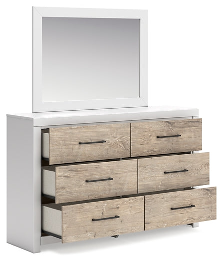 Charbitt Twin Panel Bed with Mirrored Dresser, Chest and Nightstand