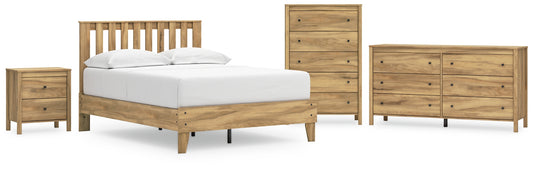 Bermacy Full Platform Panel Bed with Dresser, Chest and Nightstand