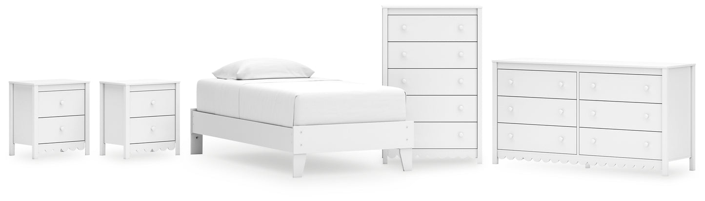 Hallityn Twin Platform Bed with Dresser, Chest and 2 Nightstands