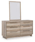 Hasbrick King Panel Headboard with Mirrored Dresser