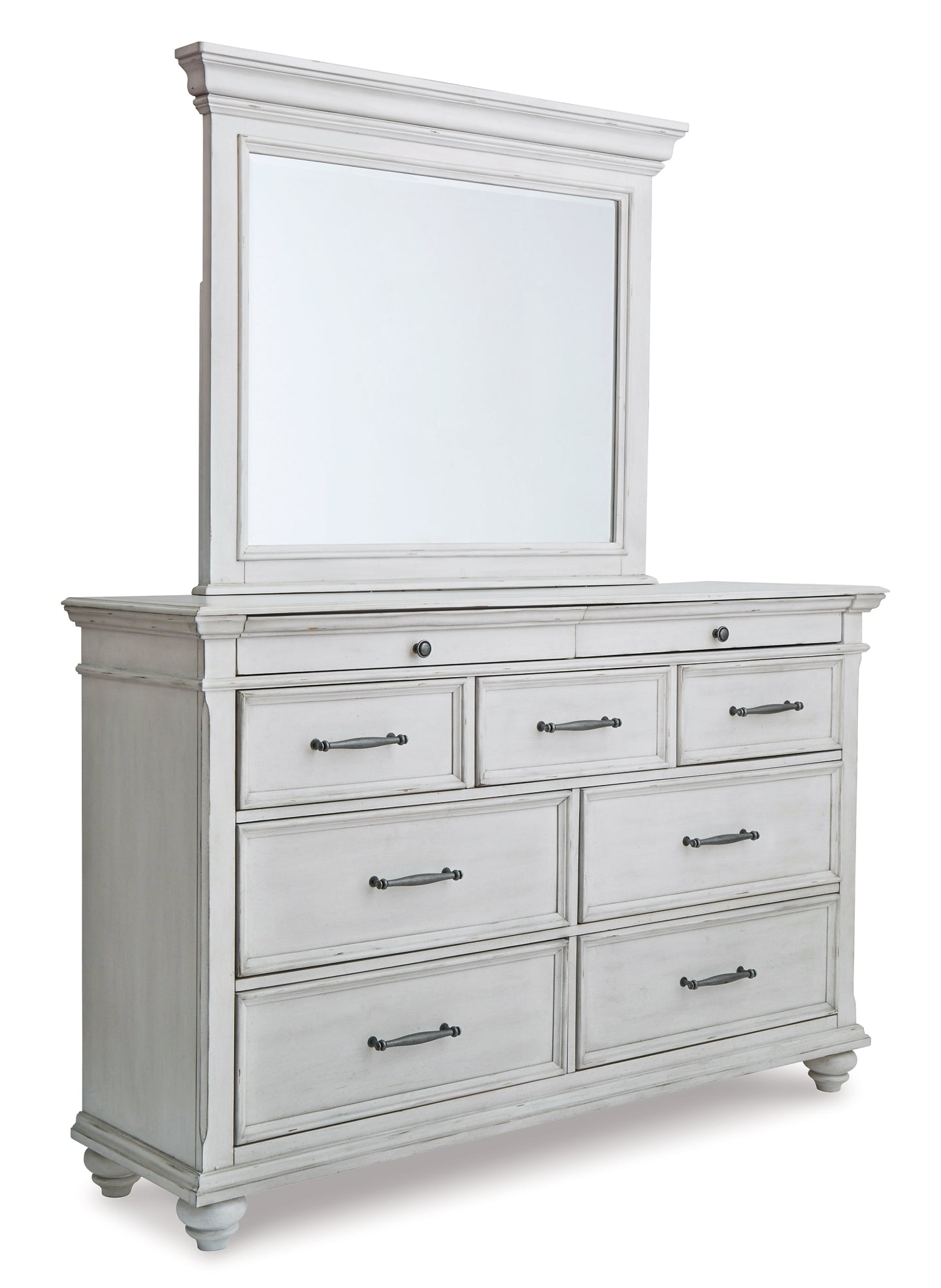 Kanwyn King Panel Bed with Mirrored Dresser, Chest and Nightstand