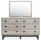 Vessalli Queen Panel Headboard with Mirrored Dresser and 2 Nightstands