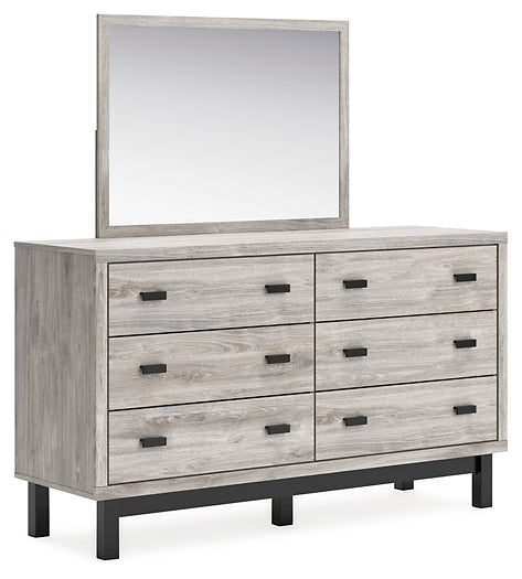 Vessalli King Panel Headboard with Mirrored Dresser and 2 Nightstands