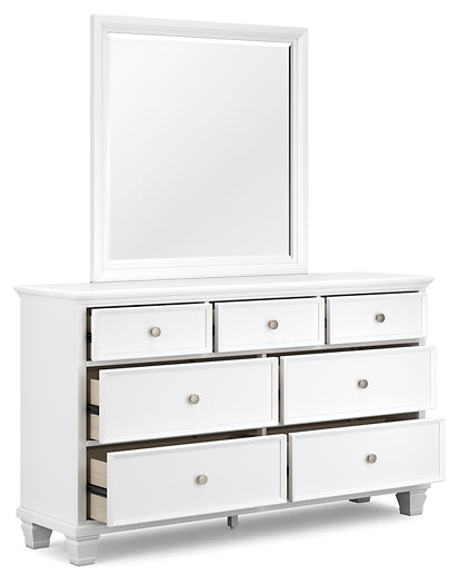 Fortman King Panel Bed with Mirrored Dresser and Chest