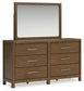 Cabalynn King Upholstered Bed with Mirrored Dresser and Chest