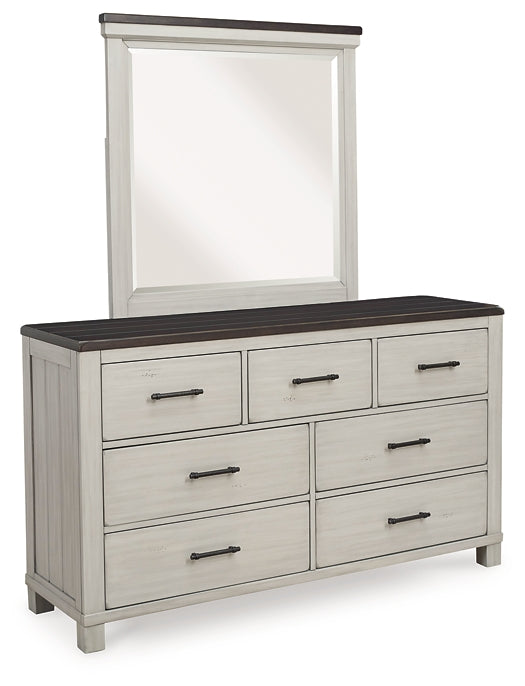 Darborn California King Panel Bed with Mirrored Dresser and 2 Nightstands